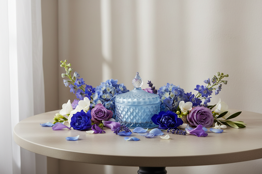 Marsiglia Collection Candle Jewelry Box Accented in Blue DC24020-B