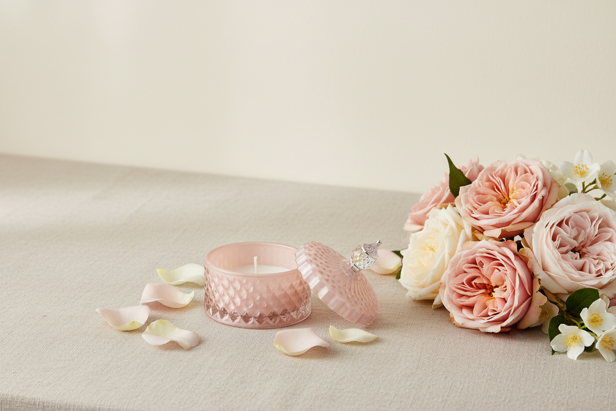 Marsiglia Collection Candle Jewelry Box Accented in Pink  DC24020-P