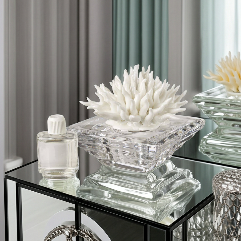 Diffusore per aromaterapia con base in cristallo di corallo bianco Debora Carlucci con profumo # DC2684