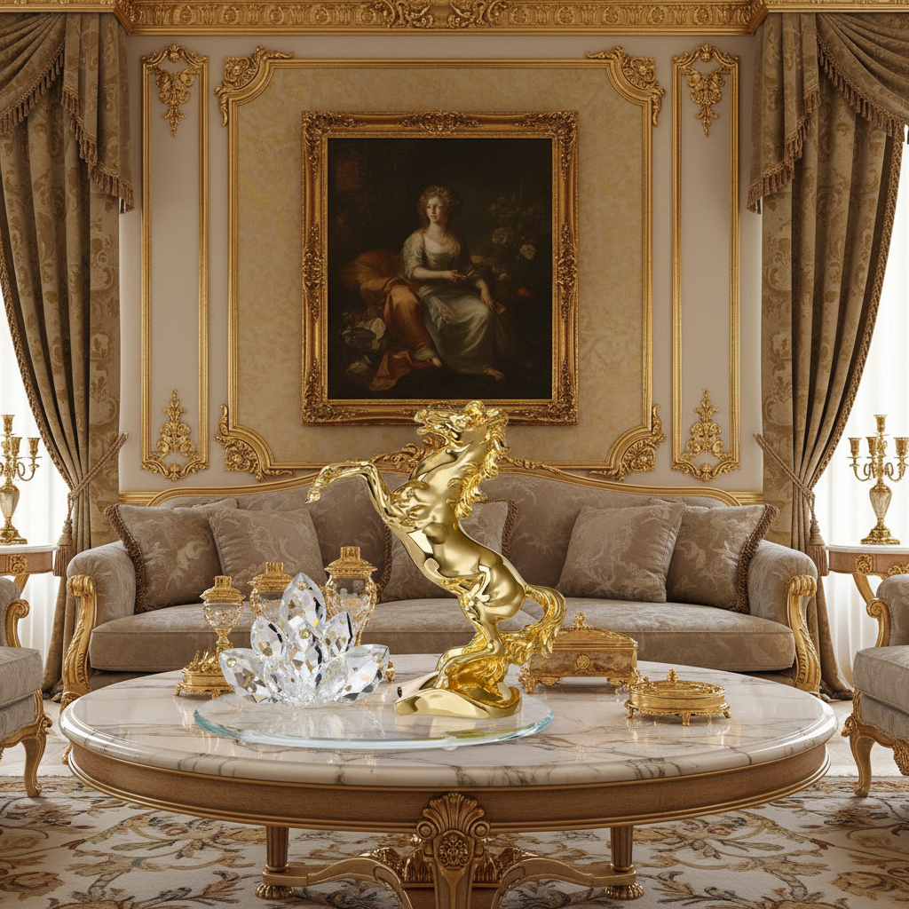 Figura de caballo de oro con cristal italiano de plata 925 Argento Swarovski #DC2022G 