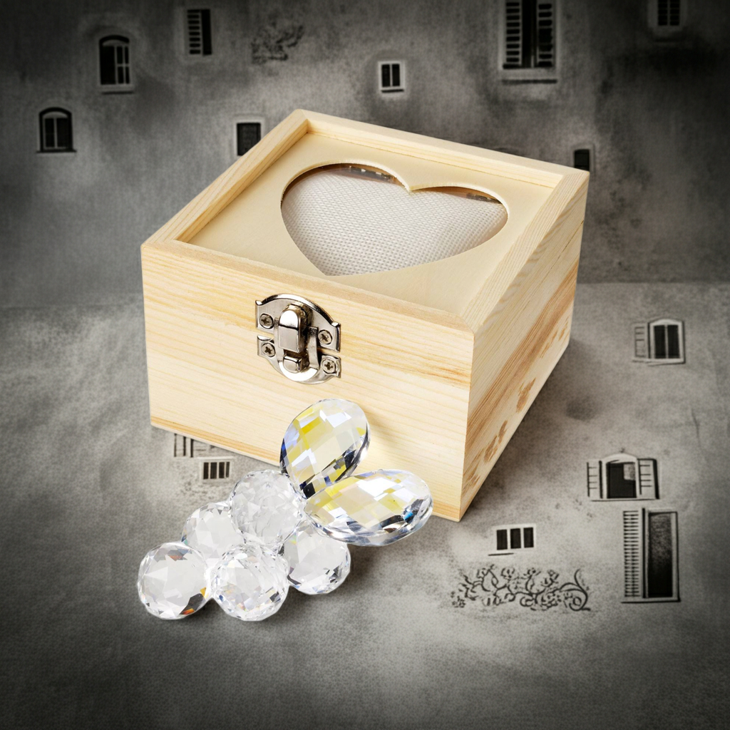 Cluster di uva di cristallo in confezione regalo di legno Figurine # DC4118