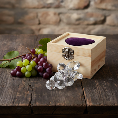 Cluster di uva di cristallo in confezione regalo di legno Figurine # DC4118