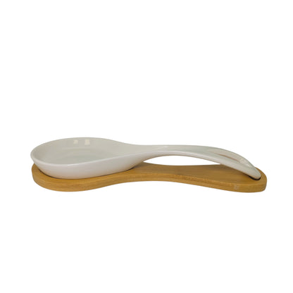Cucina Italiana Ceramic Deep 9' Spoon Rest Bianco #0702-W 