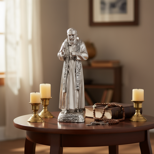 Panorama Argenti Padre Pio 925 Argento Silver Statue/Figurine #7146