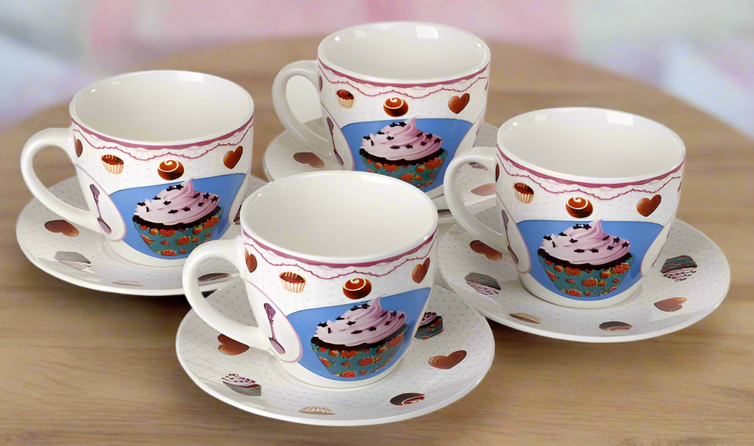 Porcelain Coffee Cup set Cupcake Design #ZPX13242