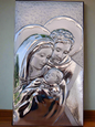 Holy Family 925 Silver Argento Italy Wall Or Dresser Plaque #1992