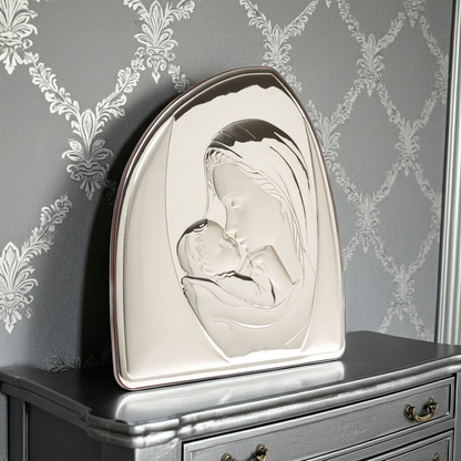 Madonna and Child 925 Silver Argento Wall Portrait #1943