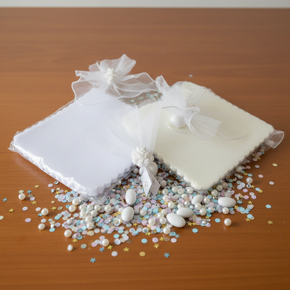 White/ Ivory Square Cut Organza 10' Netting100pcs/bag #61441-SQ