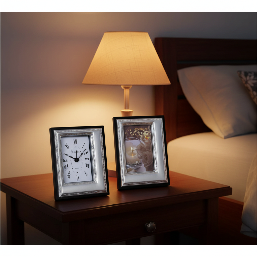 Italian 925 Silver Argento Wood Table Clock or Picture Frame  #923C