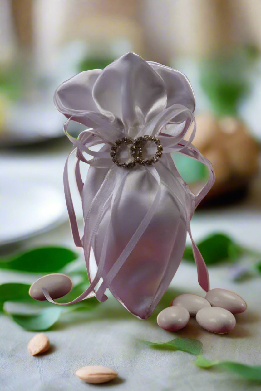 Confetti Pouch/Satin Wedding Ring Brooch - PO995 (12pcs per Bag)