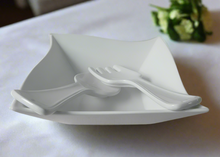 Cargar imagen en el visor de la galería, Cucina Italiana - Juego de 3 ensaladeras de cerámica, color blanco, decoración #0794-W 
