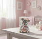 Pink Baby Pig Silver w. Bomboniera per bambini con fiore di cristallo # 12612