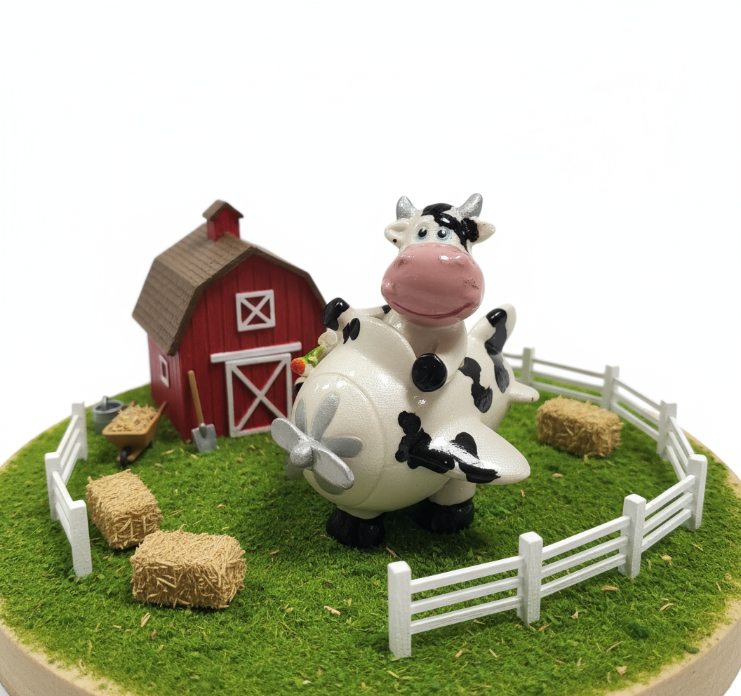 Favores de fiesta de bebé piloto de vaca de porcelana #7D3613