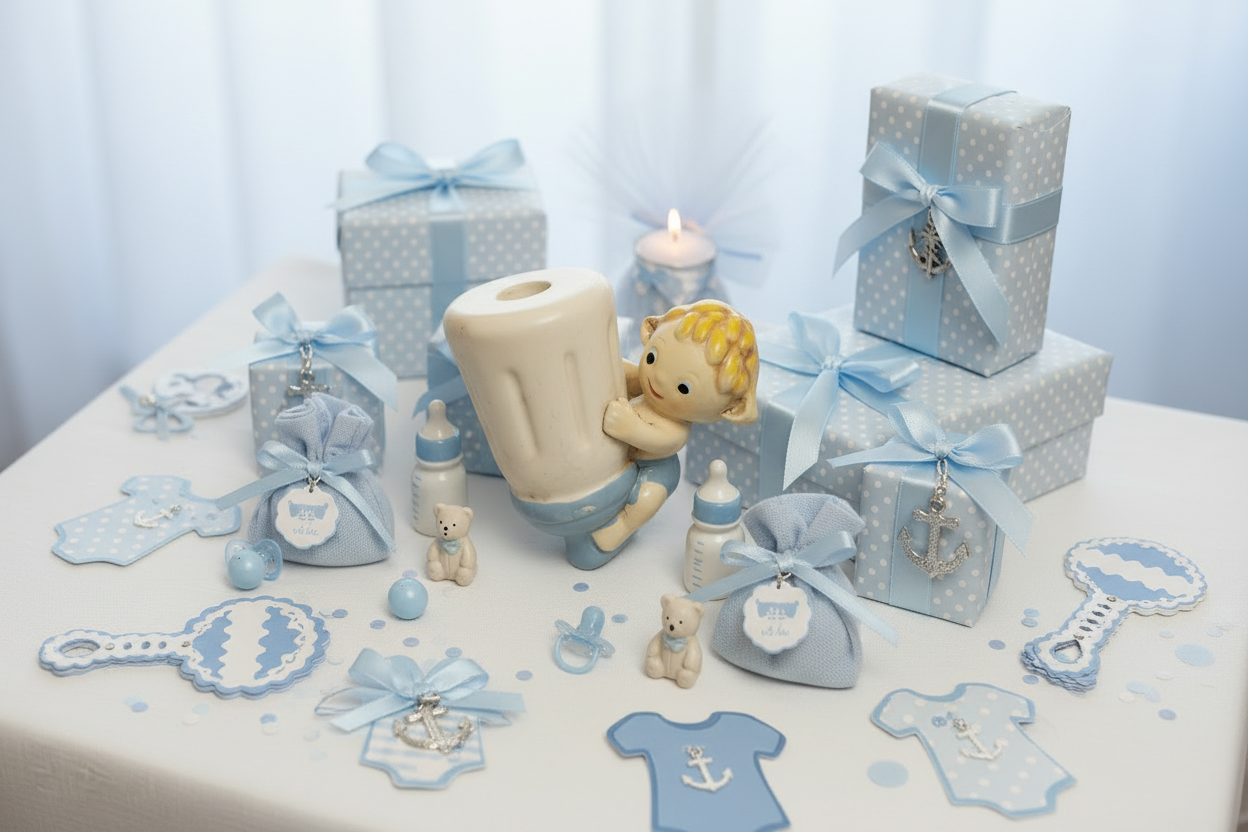 Baby Boy Ball / Baby Bottle Bomboniere # 6D354