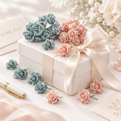 Roselline Piccole in Porcellana - Blu/Rosa - 144pz 61137
