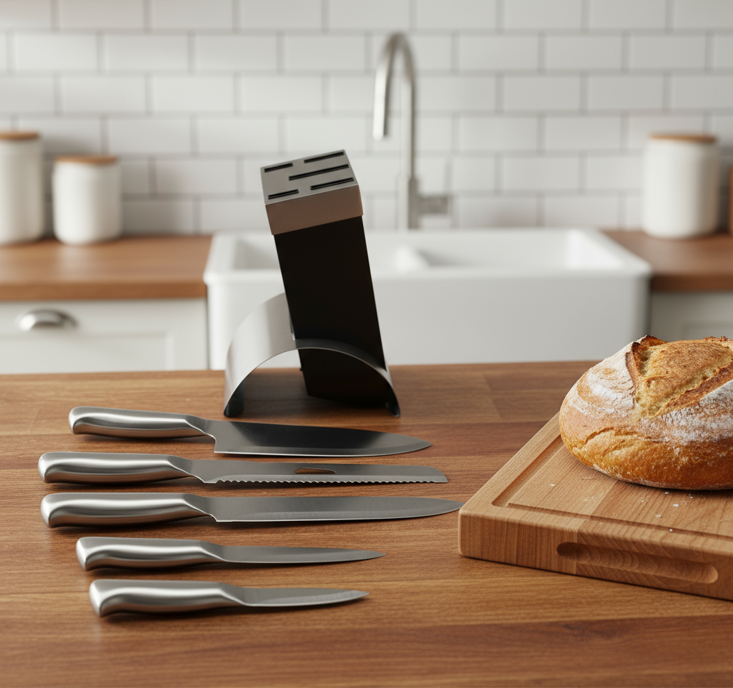 Stainless Steel 6 pc Knife with Stand  #JTS2958