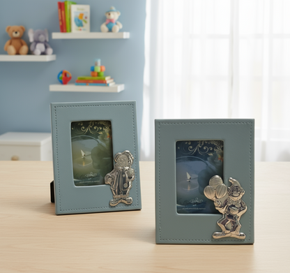 Italian 925 Silver Argento and Blue Leather Picture Frame #800