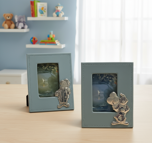 Italian 925 Silver Argento and Blue Leather Picture Frame #800