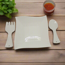 Cargar imagen en el visor de la galería, Cucina Italiana - Juego de 3 ensaladeras de cerámica, color blanco, decoración #0794-W 
