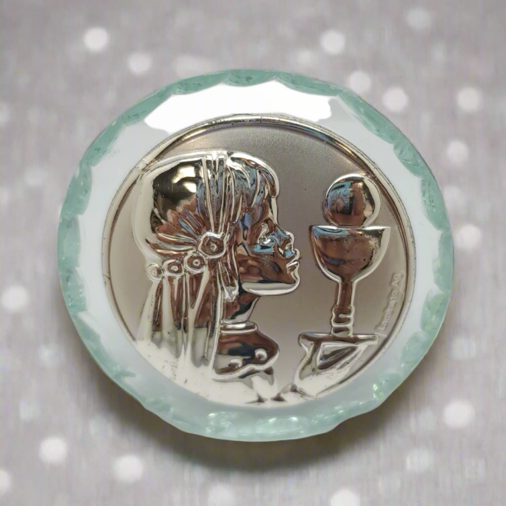 Italian Argento Communion Girl and Chalice Icon #13151