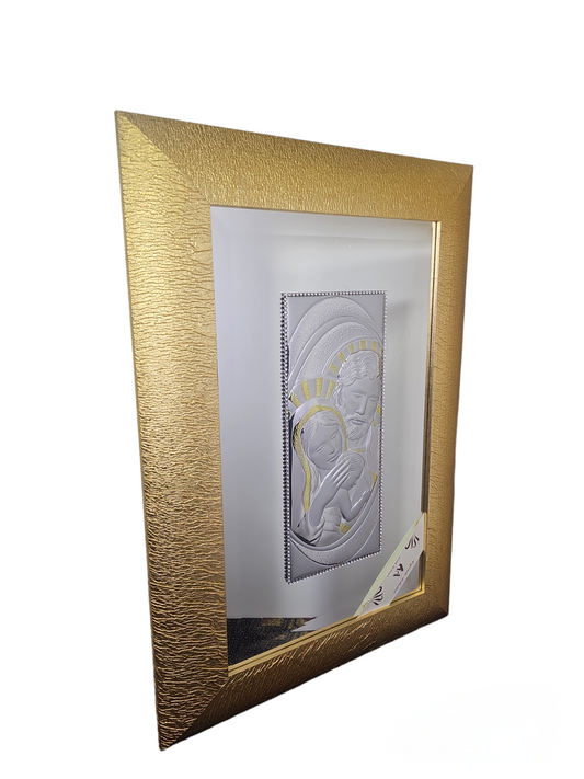 Targa da muro della Sacra Famiglia in argento 925 italiano # SIMA103