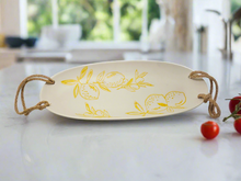 Load image into Gallery viewer, Cucina Italiana Lemon Design Oval Serving Plate W. Rope 14&quot; L131303-456
