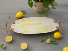 Load image into Gallery viewer, Cucina Italiana Lemon Design Oval Serving Plate W. Rope 14&quot; L131303-456
