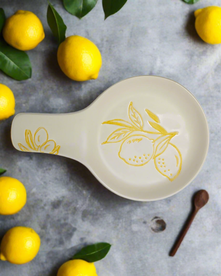 Cucina Italiana Lemon Design Spoon Rest 8 1/2