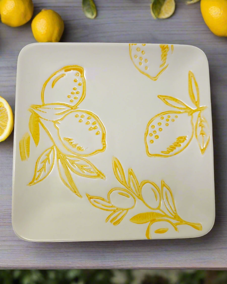 Cucina Italiana Lemon Design Square Dish Candy Dish 6