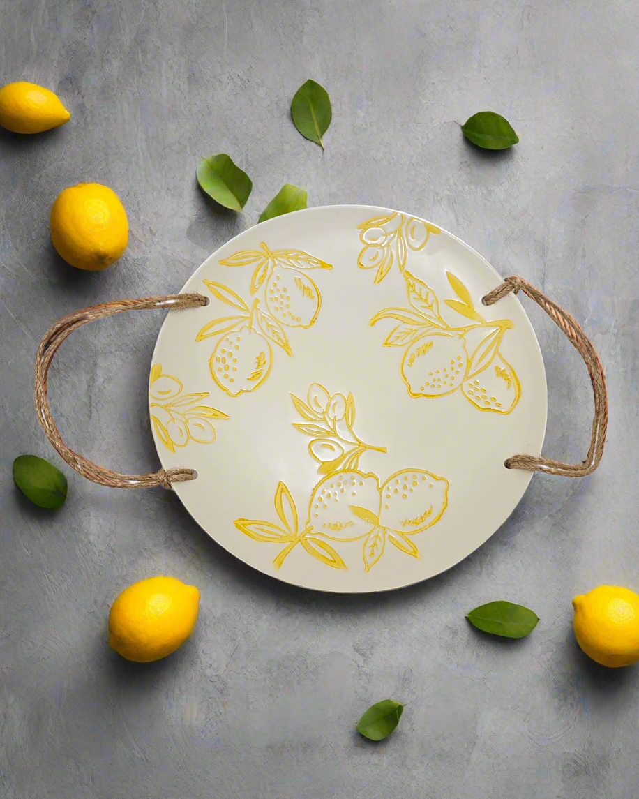 Cucina Italiana Lemon Design Dinner Serving Plate  W. Rope 10" L130073-456