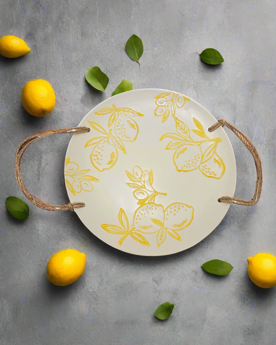 Cucina Italiana Lemon Design Dinner Serving Plate  W. Rope 10