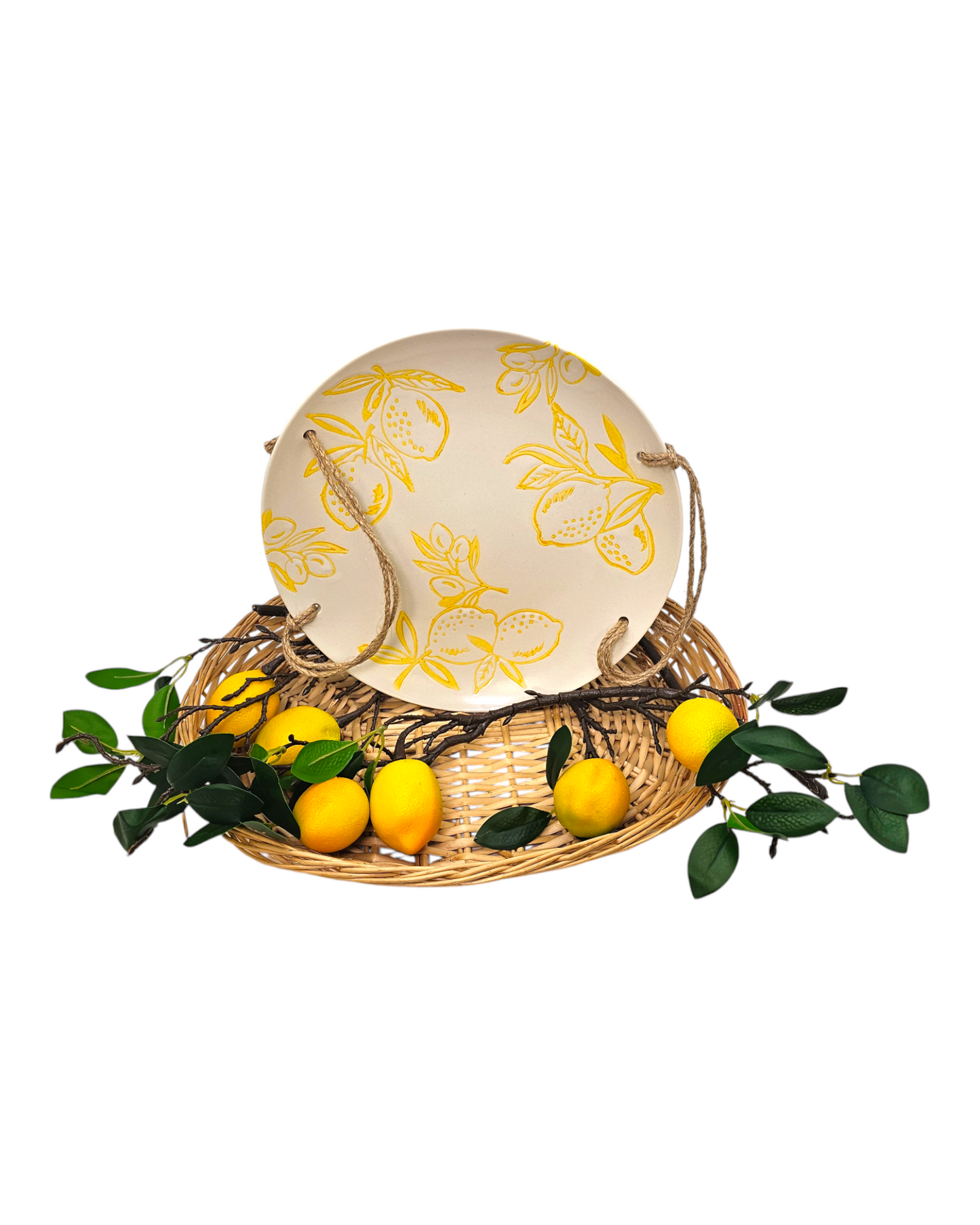 Cucina Italiana Lemon Design Dinner Serving Plate  W. Rope 10" L130073-456