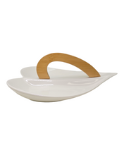 Load image into Gallery viewer, Sogno D&#39; Oro Porcelain Two Section Serving Plate with Bamboo Handle SD061042
