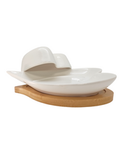 Load image into Gallery viewer, Sogno D&#39; Oro 7&quot; Heart Shaped Butter Dish w/ Lid on Bamboo Base  #SD061081
