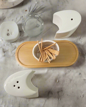 Load image into Gallery viewer, Sogno D&#39; Oro Salt and Pepper w/ Toothpick holder Bamboo Base   #SD60740
