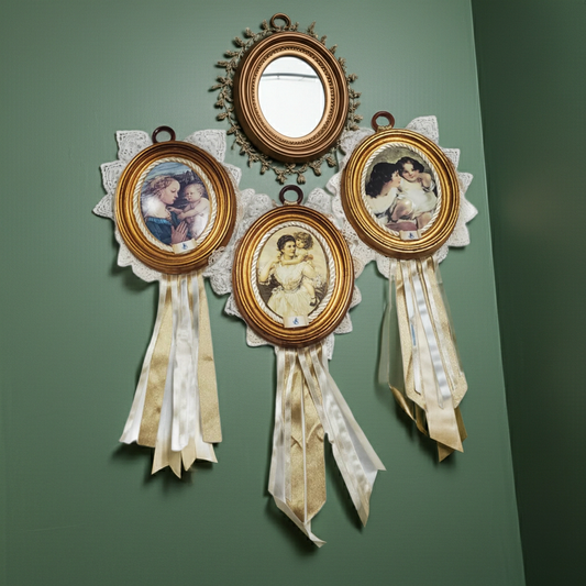 Wood and Porcelain Plaque Party favor #4L072