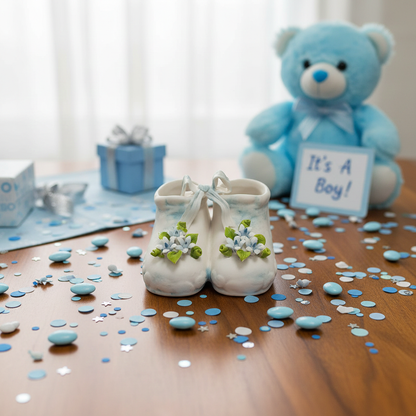 Porcelain Blue Baby Booties Party Favor #4F861B