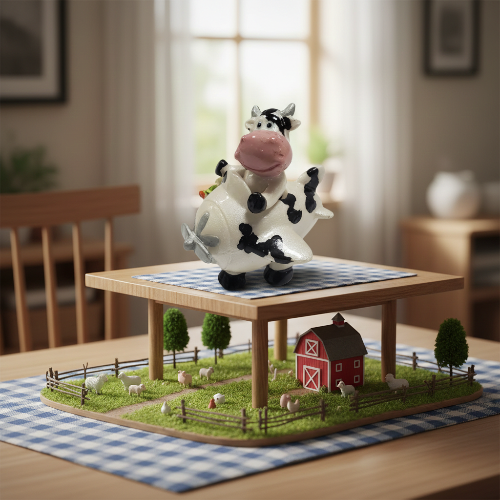 Favores de fiesta de bebé piloto de vaca de porcelana #7D3613