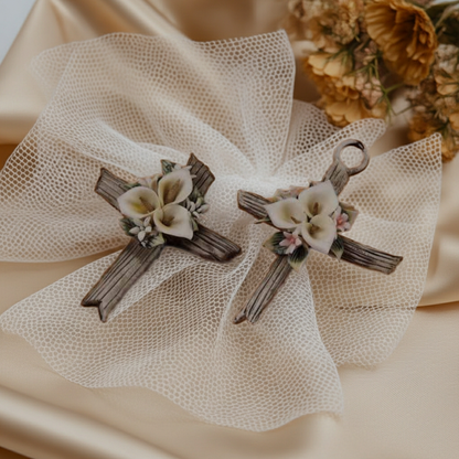Porcelain Cross Pin for Decorating your Party Favor  #4F1331