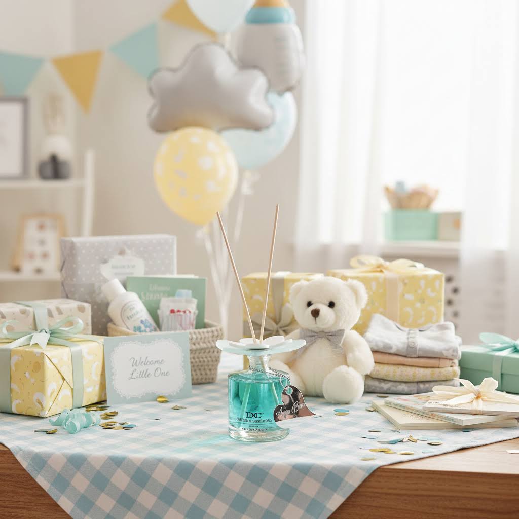 Debora Carlucci Renoir Collection Aqua Blue Scent Large Round Diffuser Bottle w/ Vibrant Flower Top 7 oz.  #DC5805