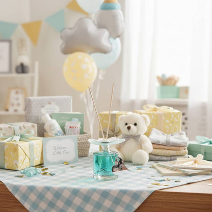 Debora Carlucci Renoir Collection Aqua Blue Scent Large Round Diffuser Bottle w/ Vibrant Flower Top 7 oz.  #DC5805