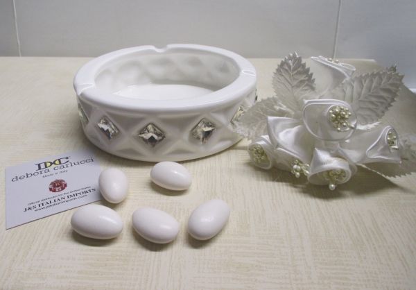 Cenicero/soporte para puros de porcelana blanca #130237