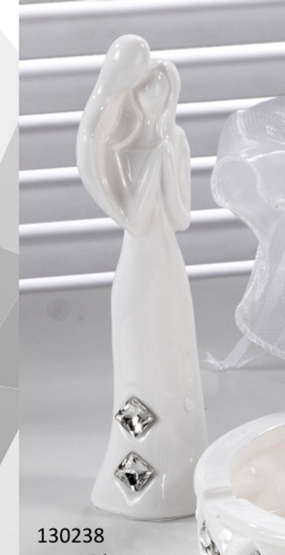 Figurilla de pareja de enamorados de porcelana blanca italiana n.° 130238