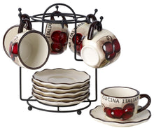 Load image into Gallery viewer, Cucina Italiana Ceramic 12pc Espresso Set With Stand #1422/562
