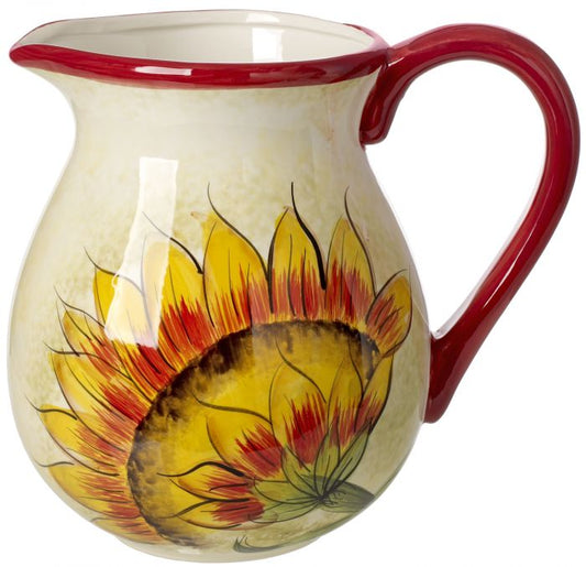 Cucina Italiana Jarra de cerámica con diseño de girasol de 3 litros para vino/agua #1657/514