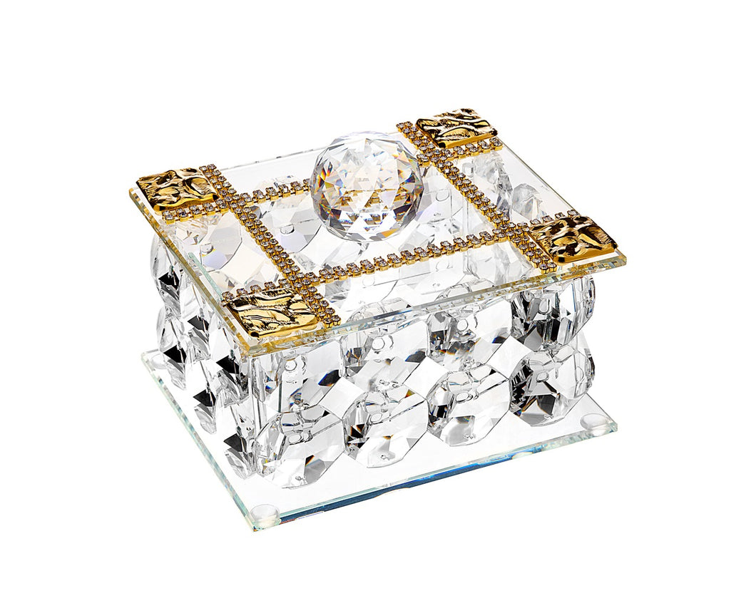 Debora Carlucci Italian 24% Crystal Jewelry Box w.  925 Gold Plated #18138G