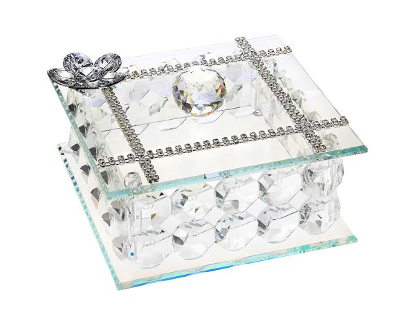 925 Argento Portagioie in cristallo d'argento italiano con cristallo Swarovski # 18143