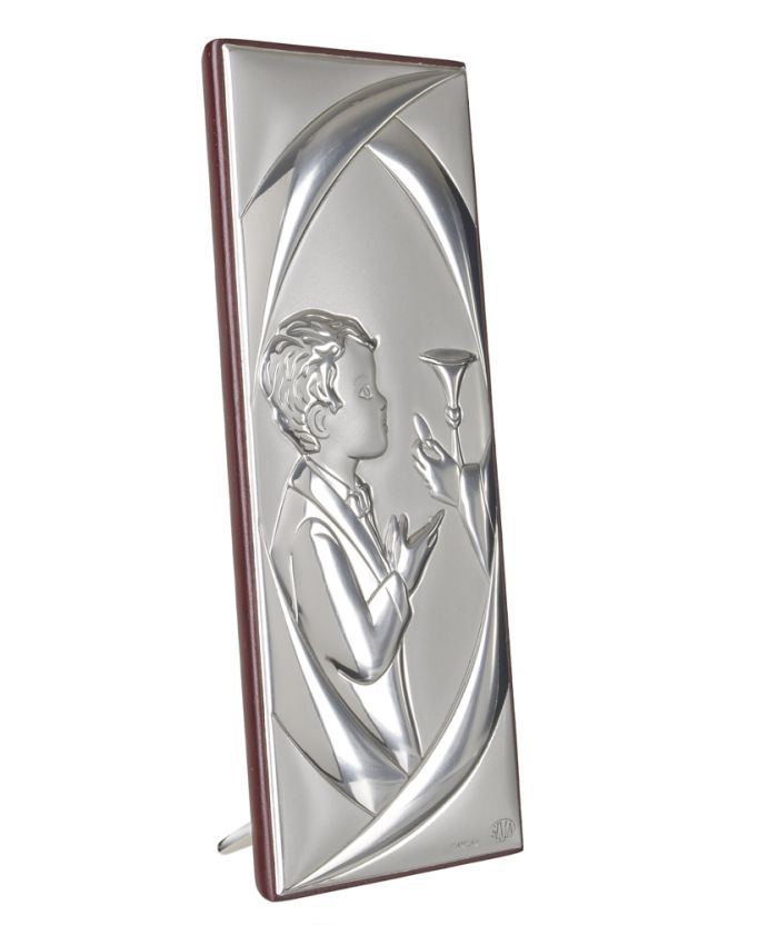 First Communion Boy W/ Italian 925 Silver Icon #1911
