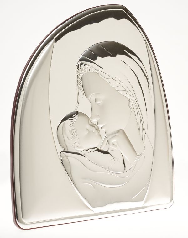 Madonna and Child 925 Silver Argento Wall Portrait #1943