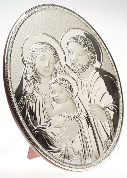 Holy Family Italian 925 Silver Argento Oval Religious Plaque  13 x 18 #1997